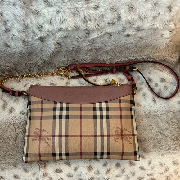 Burberry Dusty Pink Peyton Horse Check Crossbody Bag - Picture 3 of 9